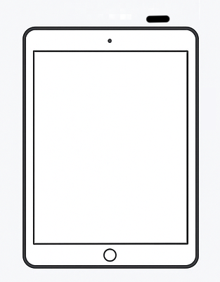 Diagram of iPad showing the Home and Power buttons for hard reset