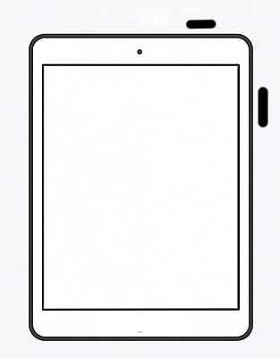 Diagram of iPad showing the Volume and Power buttons for hard reset