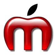 MacMost logo – red lowercase “m” shaped like an apple with a black leaf on top.